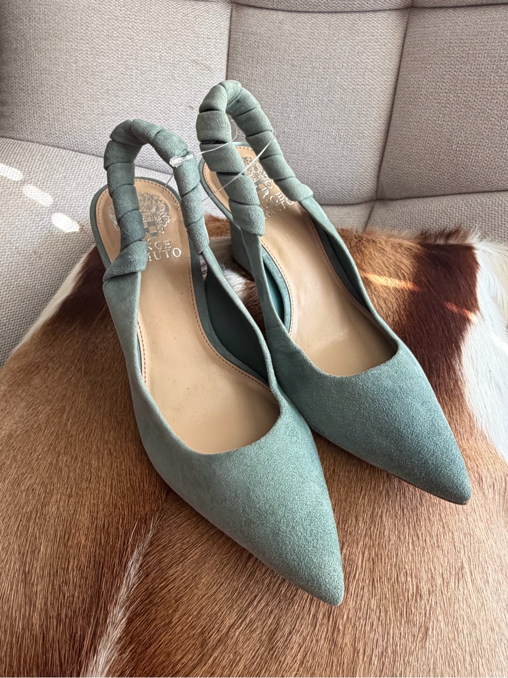 Vince Camuto Twisted Slingback Pointed Pumps in Sage
